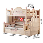 【二段ベッド】 子供用 パステルピンク 木製フレーム 引き出し収納付き シングル