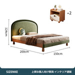 【ベッド】柔らかクッションヘッド 角丸安全設計 肌触りの良い布張り 天然木脚 シングル  bed-z01